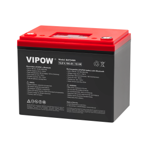 Akumulator LiFePO4 100Ah BMS Bluetooth  Marka: Vipow Kod produktu: BAT0499 Kod EAN: 5901890078221