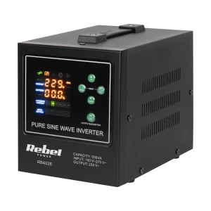 Zasilacz Awaryjny Rebel POWER-500-LFP4 - przetwornica z czystym przebiegiem sinusoidalnym i funkcją ładowania 12V 230V 500VA/300W RB-4026