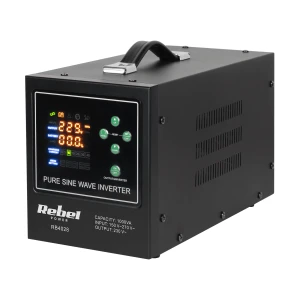 Zasilacz Awaryjny Rebel POWER-1000-LFP4 - przetwornica z czystym przebiegiem sinusoidalnym i funkcją ładowania 12V 230V 1000VA/700W RB-4028