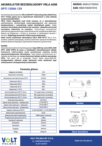 Akumulator AGM VOLT POLska OPTI150-12 12V 150Ah .png
