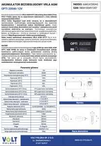 Akumulator AGM VOLT POLska OPTI200-12 12V 200Ah