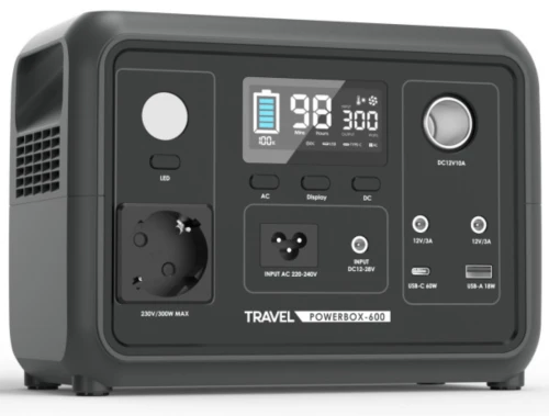 Przenośna stacja zasilania VOLT POLSKA TRAVEL POWERBOX 600 (300W) 256Wh INDEKS: 5TBBNX0300 EAN: 5904100453139.png