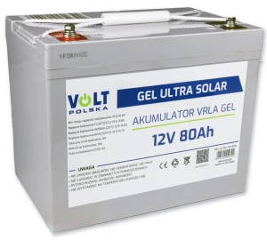 Akumulator GEL ULTRA SOLAR 12V 80 Ah [DEEP CYCLE, do pracy cyklicznej, fotowoltaiki, UPS] Symbol: 6AKUGEL080 EAN: 5904100452392
